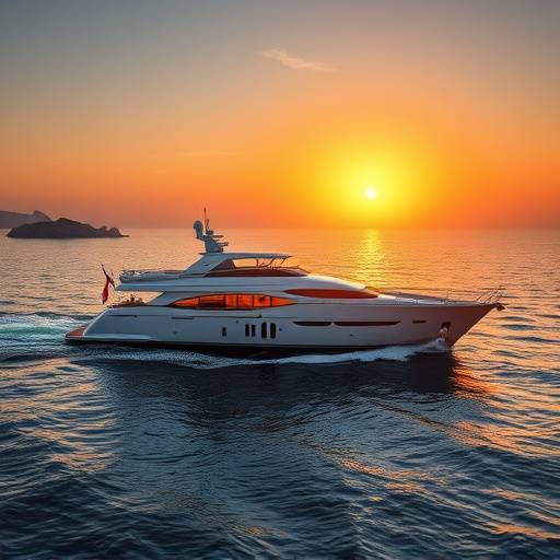 El yate de lujo 'Aura Marina' navegando cerca de Mallorca al atardecer