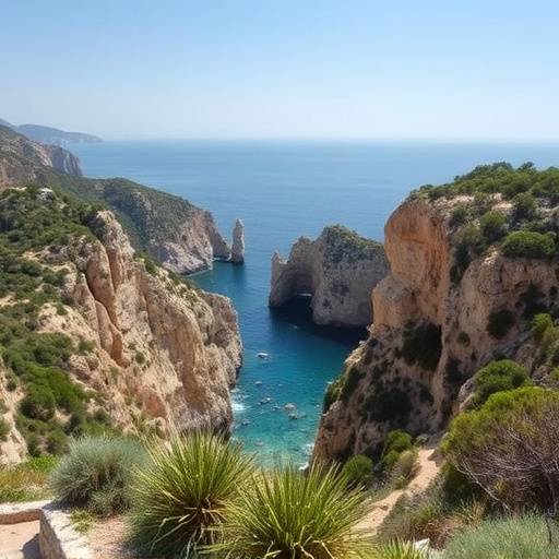 Paisaje costero de la Costa Brava con acantilados y vegetaci&oacute;n mediterr&aacute;nea