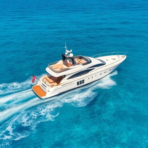Un yate de lujo llamado 'Horizonte Azul' navegando por aguas cristalinas cerca de Formentera.